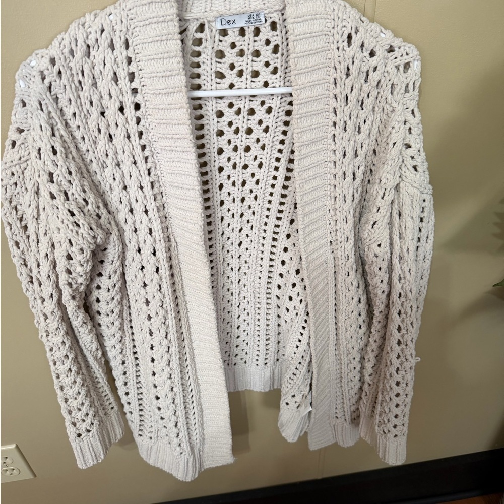 Dex Women's Ivory Open Knit Cardigan